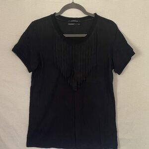 Club Monaco Black Fringe Detail Women's Top